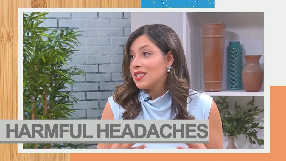 Dr. Ellie Frazey on the Bloom set during the Harmful Headaches segment
